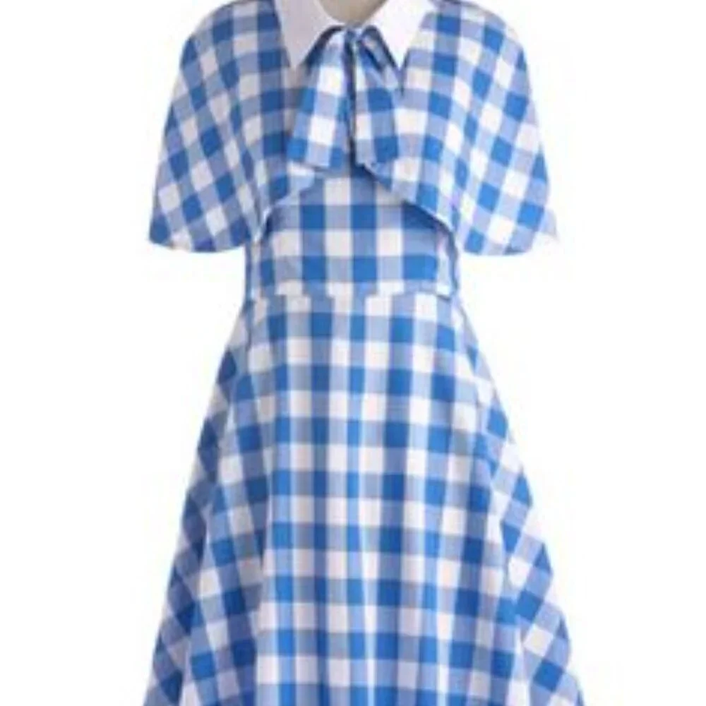 Modcloth | Dresses | Modcloth Bea And Dot 95s Vintage Style Gingham Aline Dress With Capelet